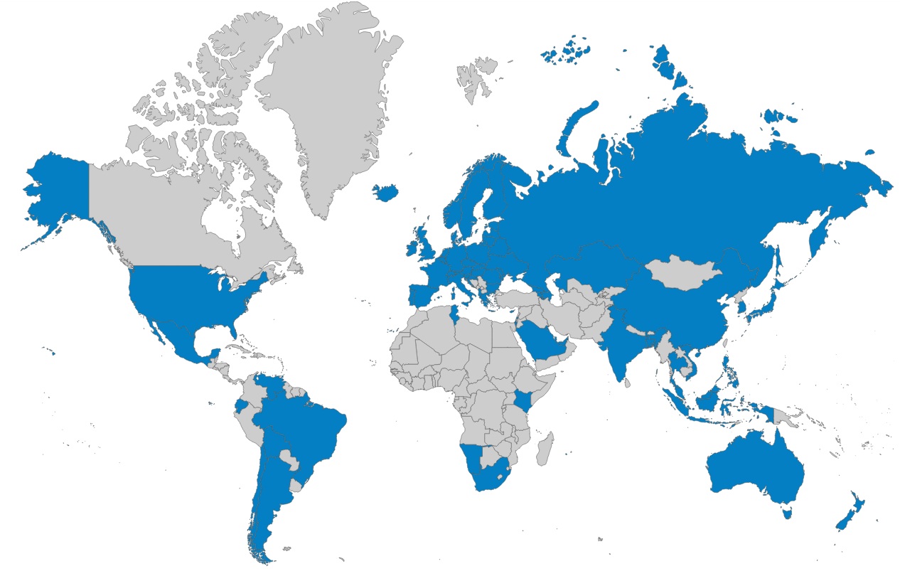 Carte des pays distribuant des liquides Flavour Art