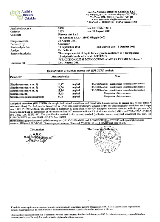 Certificat ISO 2008 Eliquide Flavour Art